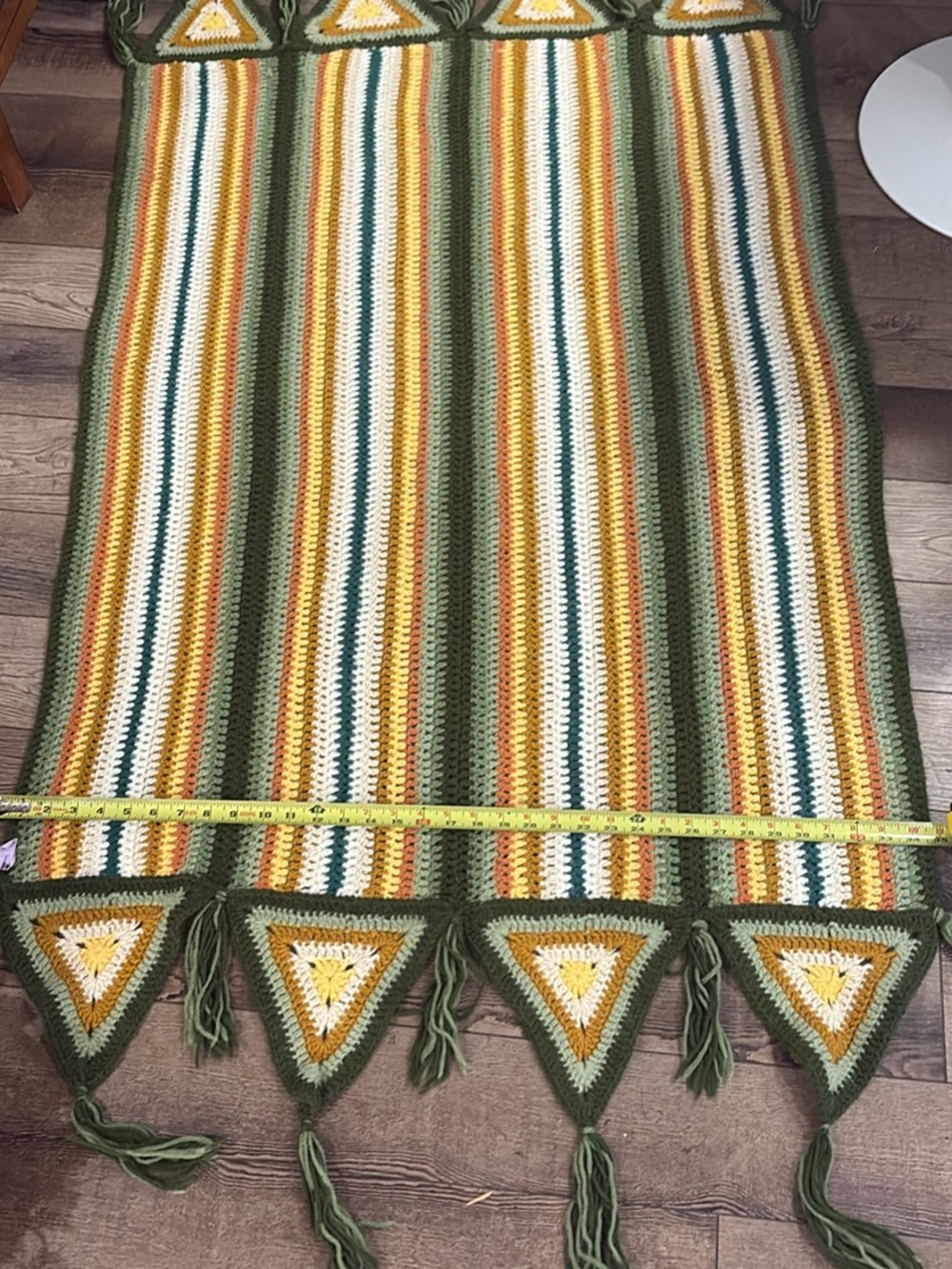 Handmade Striped Crochet Throw with Triangle Tassel Edge - Picture 2 of 3